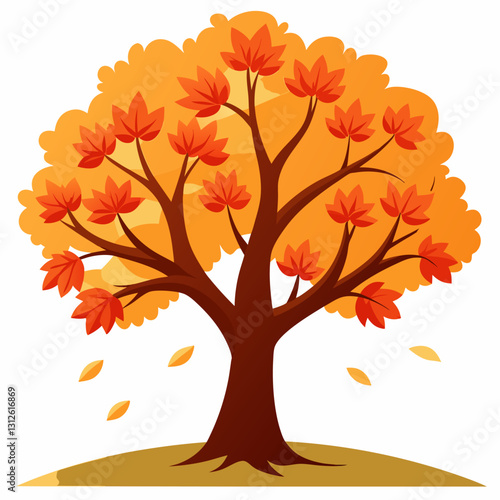 Set of tree and leaf collection hand drawn flat design vector element. botanical set of bare trees and ones with leaves and lush green