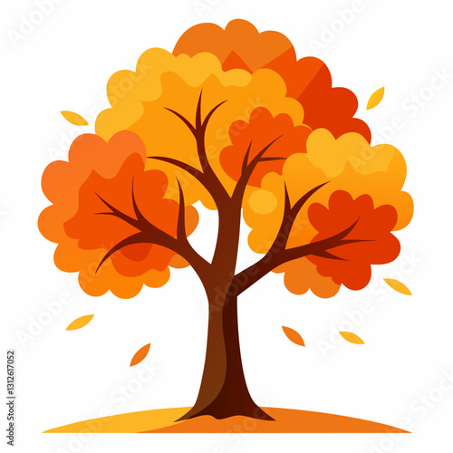 Set of tree and leaf collection hand drawn flat design vector element. botanical set of bare trees and ones with leaves and lush green