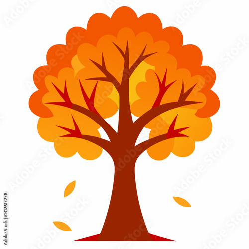Set of tree and leaf collection hand drawn flat design vector element. botanical set of bare trees and ones with leaves and lush green