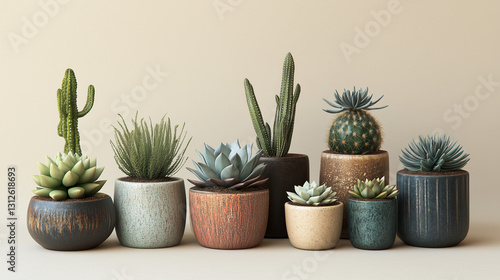 small potted succulents and cacti