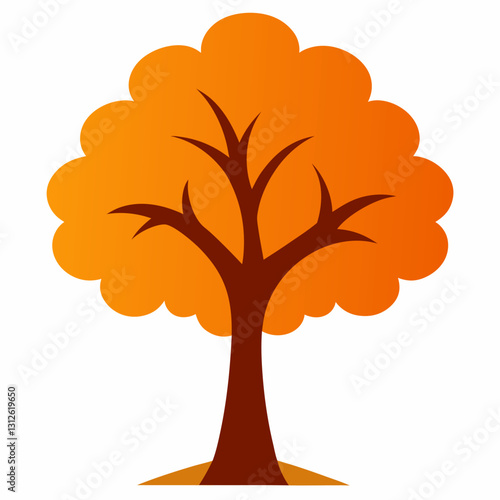 Set of tree and leaf collection hand drawn flat design vector element. botanical set of bare trees and ones with leaves and lush green