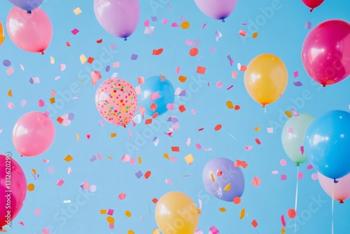 party balloons and confetti background 