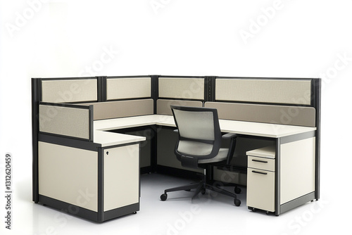 Elegant office cubicle with modern design and comfortable seating arrangement photo