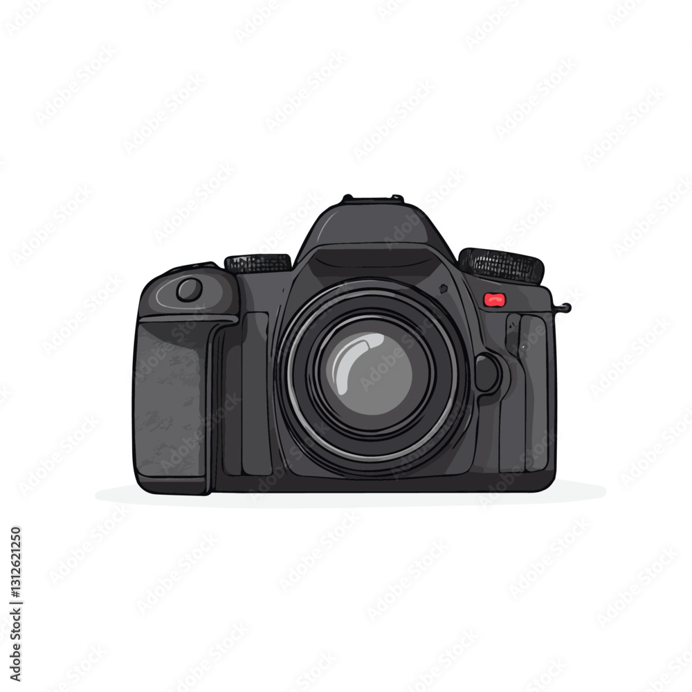 2D flat vector illustration DSLR camera icon isolated on a white background.
2D flat vector illustration DSLR camera icon isolated on a white background.