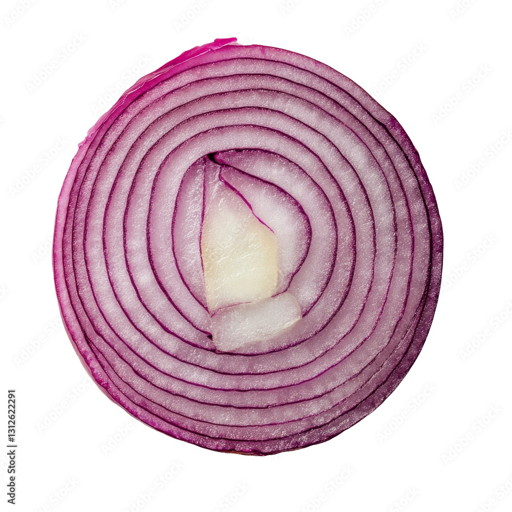A freshly sliced red onion on a transparent background showcasing its vibrant rings and texture, onion slice on transparent background A freshly sliced red onion on a transparent background showcasing its vibrant rings and texture, onion slice on transparent background