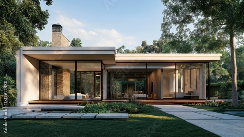 Mid-century modern house with unique architecture and vintage decor, highlighting classic design