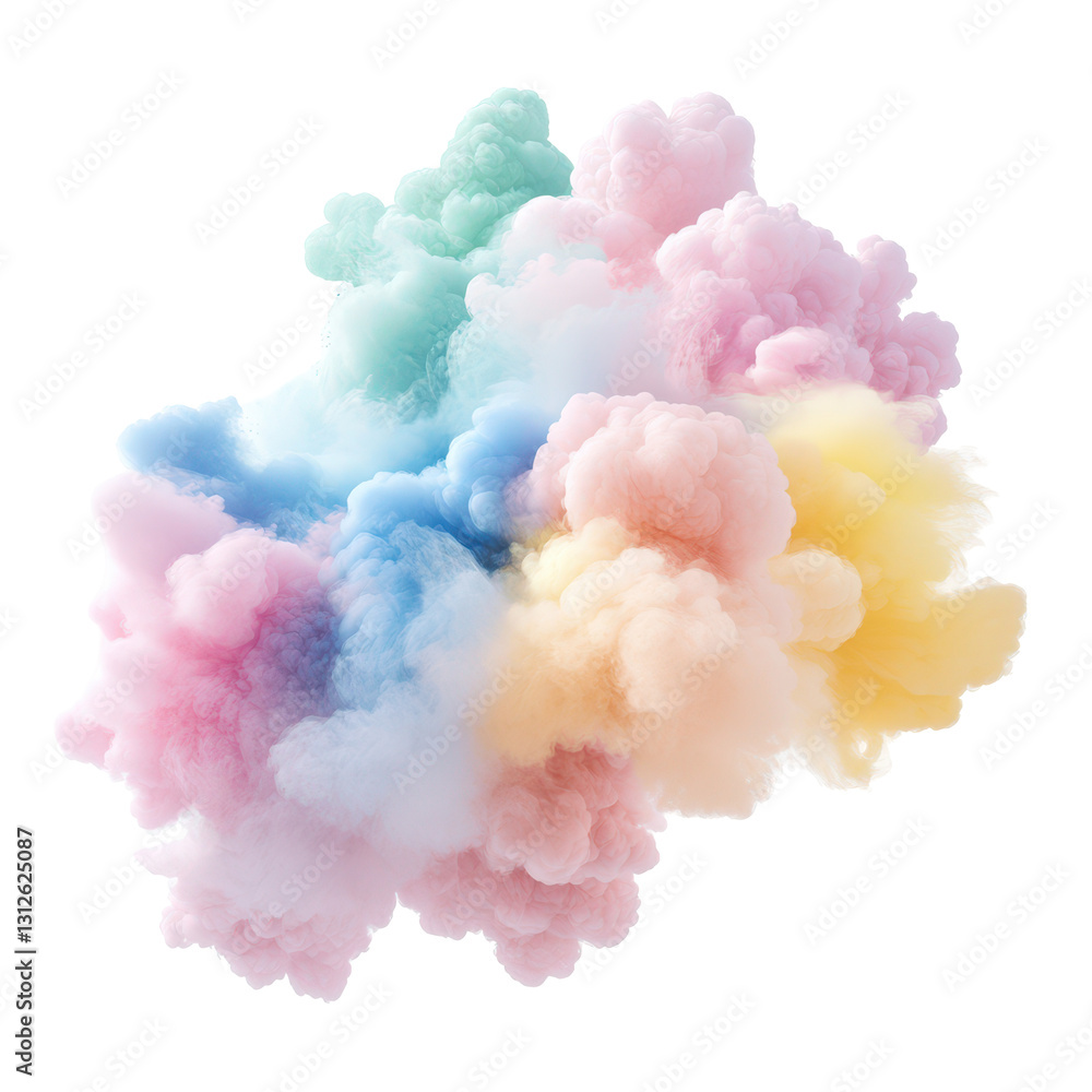 Fototapeta premium Exploding Colors: A vibrant burst of pastel-colored powder explodes in mid-air, creating a stunning visual display of color, motion, and energy.