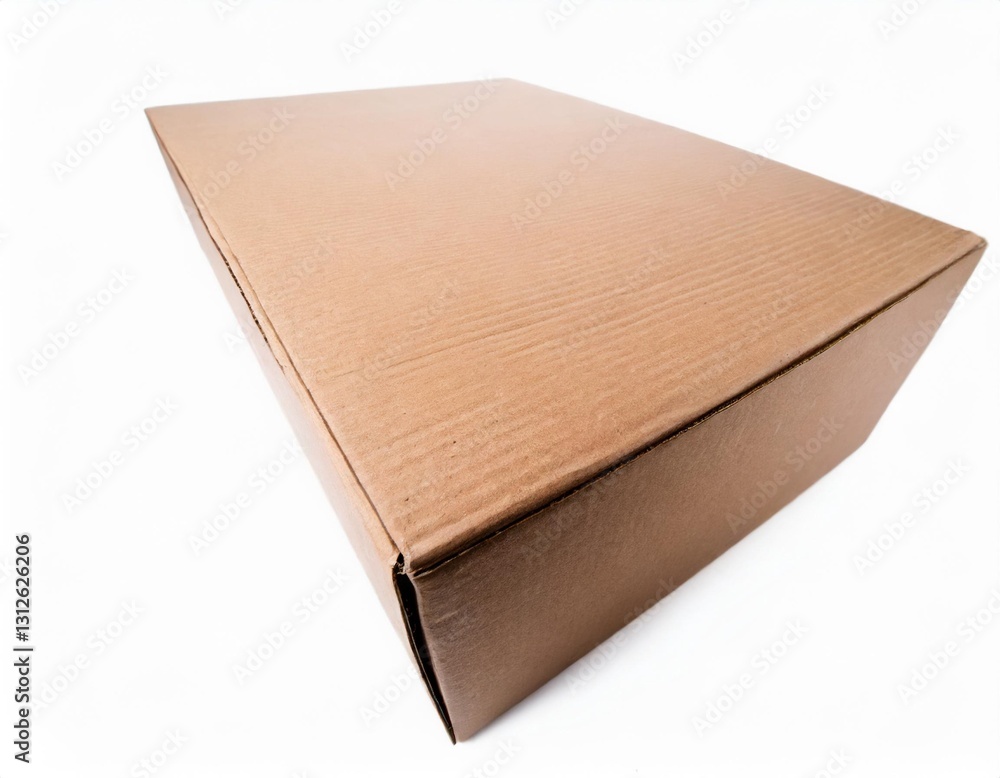 Sealed Cardboard Box with Clean Design on an Isolated White Background Sealed Cardboard Box with Clean Design on an Isolated White Background