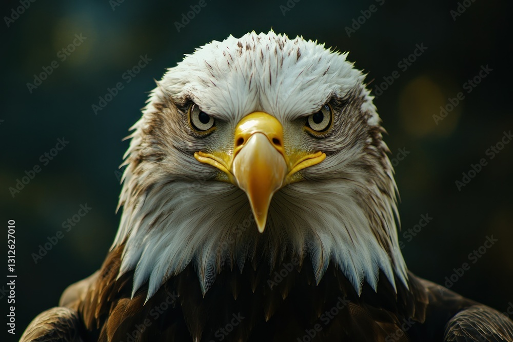 Obraz premium Majestic Bald Eagle with Intense Gaze in Natural Habitat Captured Up Close