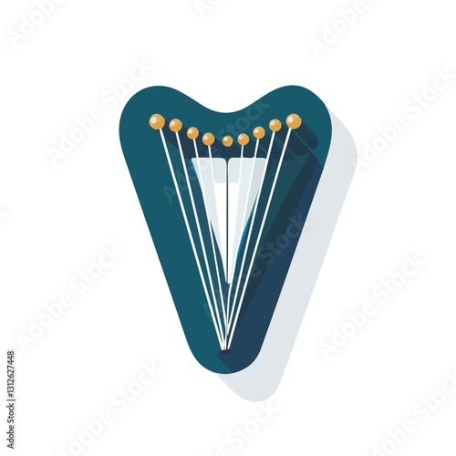 2D flat vector illustration harp tuning pins icon isolated on a white background.

