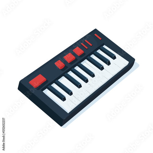 2D flat vector illustration MIDI keyboard isolated on a white background.

