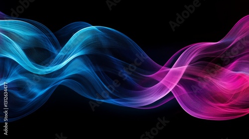 neon abstract flowing waves with vibrant cyan and magenta tones, high resolution, futuristic and sleek design, artistic and minimalistic, clean and dynamic layout