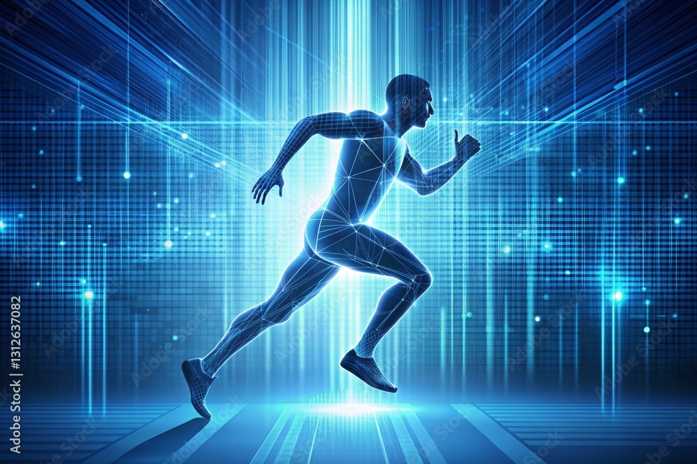 vector digital man running vector digital man running