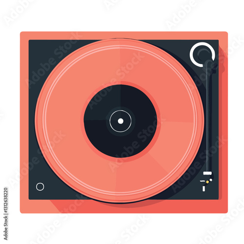 2D flat vector illustration Record player icon isolated on a white background.

