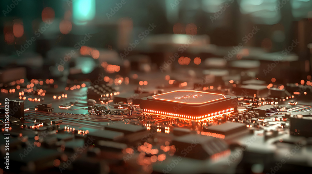 Obraz premium A close up photograph of a computer circuit board and processors