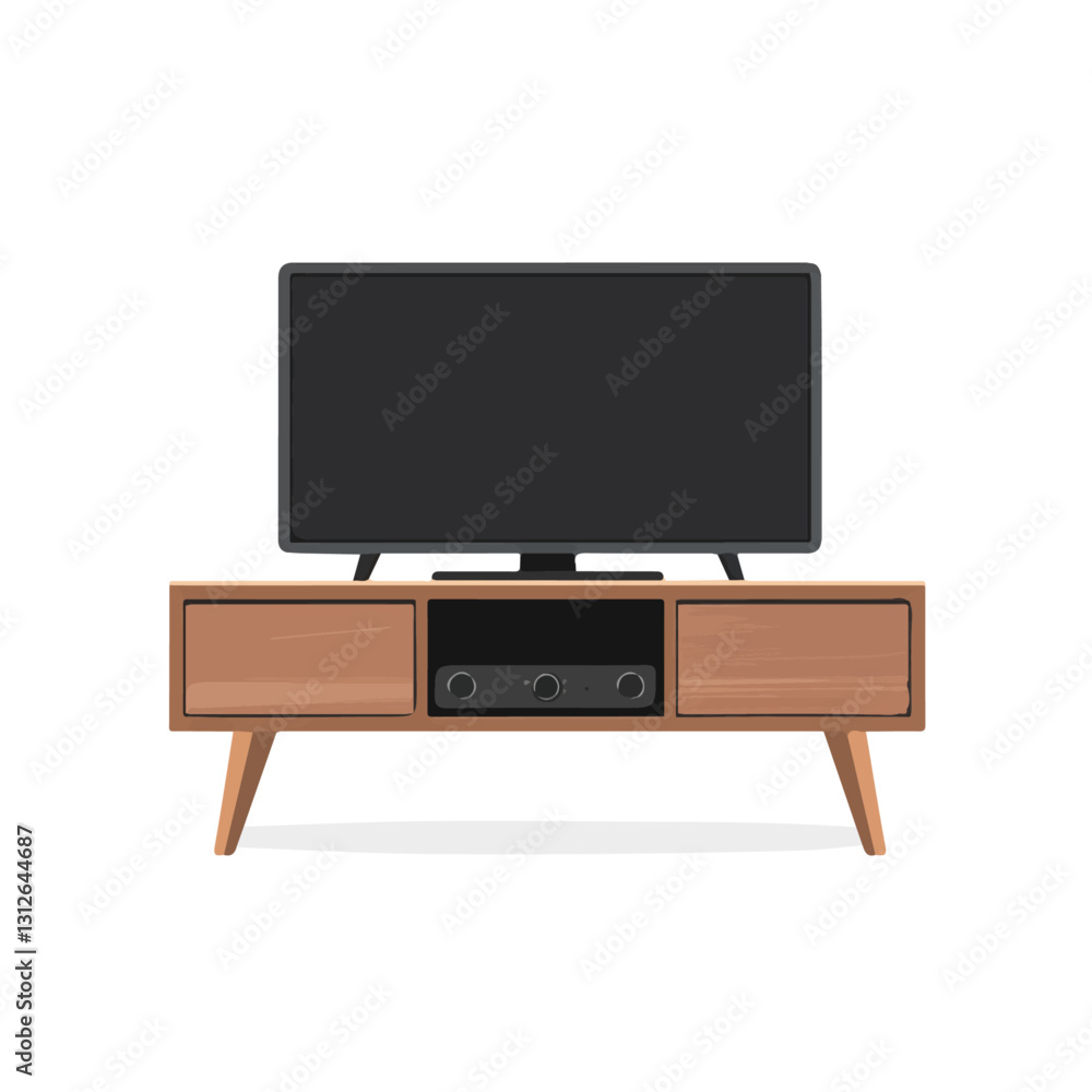 2D flat vector illustration TV stand icon isolated on a white background.
2D flat vector illustration TV stand icon isolated on a white background.