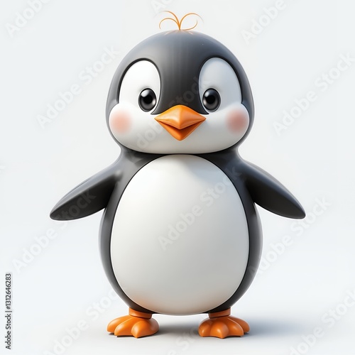 Cute Cartoon Penguin   D Render  Adorable Baby Penguin Illustration