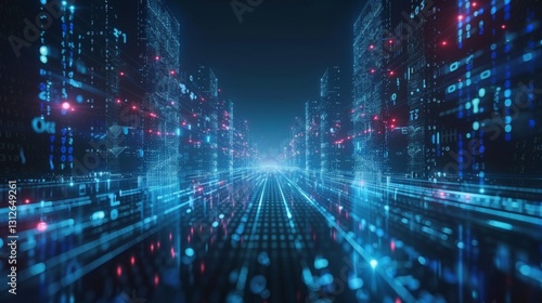 Wallpaper Mural Digital landscape showcasing futuristic city with glowing data streams and vibrant technology Torontodigital.ca