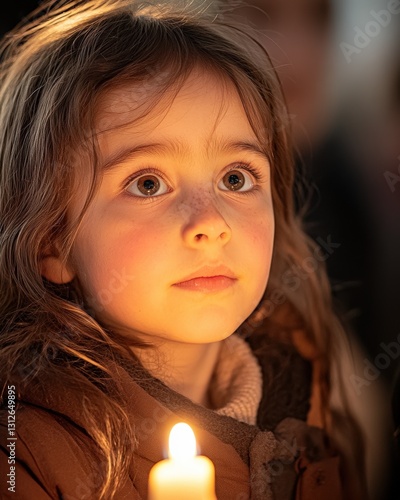 Wallpaper Mural Child's face illuminated by candlelight in a warm and intimate setting Torontodigital.ca