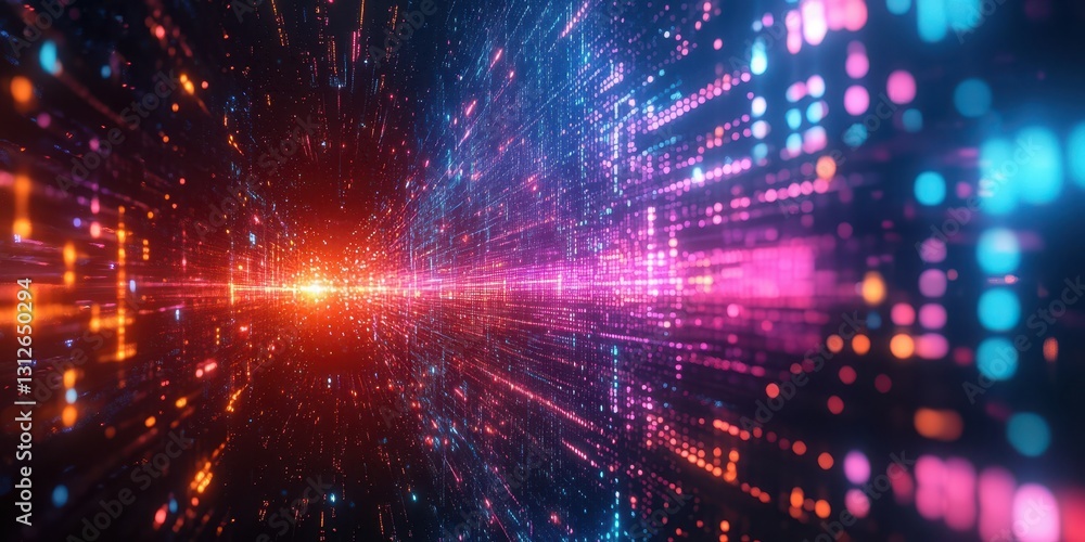 Fototapeta premium Colorful data streams create a visually stunning cyber landscape in a futuristic digital world