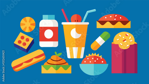 Customers can also find their favorite childhood snacks on the menu such as Dunkaroos Fun Dip and Gushers.. Vector illustration