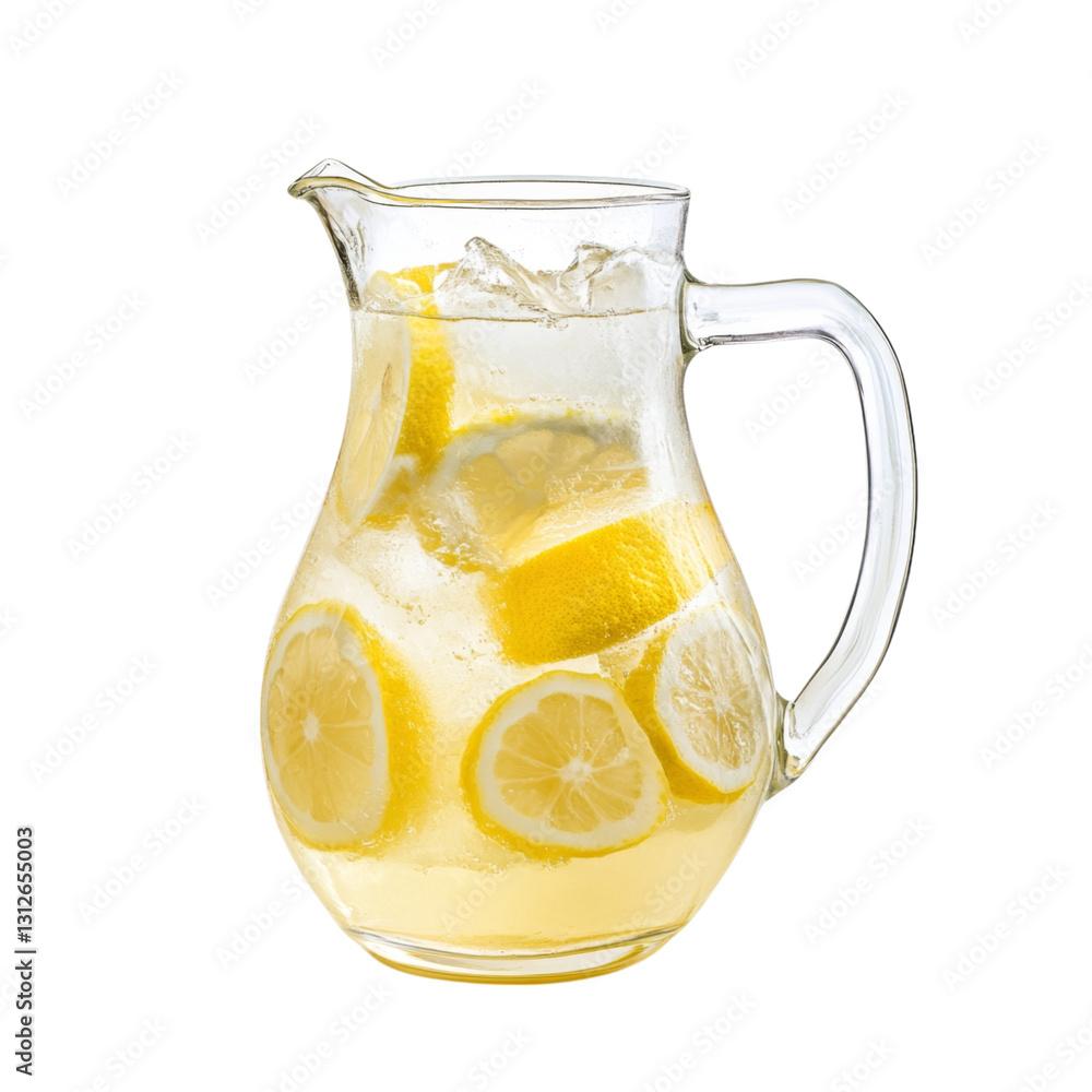 Vibrant Citrus Iced Lemonade in a Glass Pitcher . Transparent background PNG Vibrant Citrus Iced Lemonade in a Glass Pitcher . Transparent background PNG