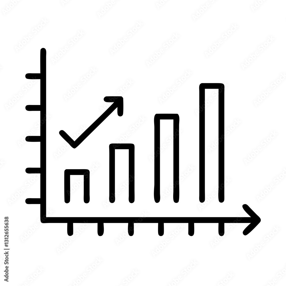 Growth bar graph icon showing upward trend, data visualization concept