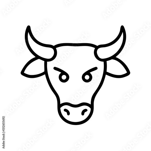 Bull icon with fierce expression, animal representation concept