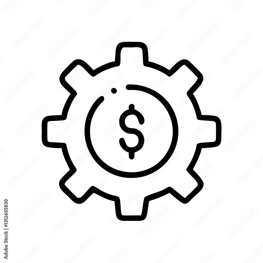 Cog icon with dollar sign, financial symbol concept - Cog icon with dollar sign, financial symbol concept -