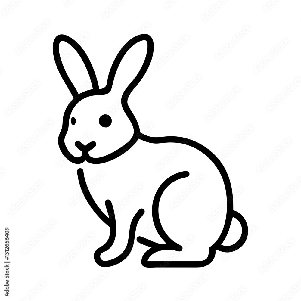 Cute rabbit icon sitting, playful animal art concept Cute rabbit icon sitting, playful animal art concept