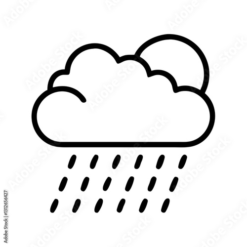 Rain cloud icon with sun, weather concept