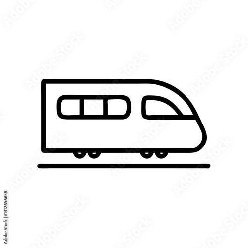Train icon moving along tracks, transportation concept
