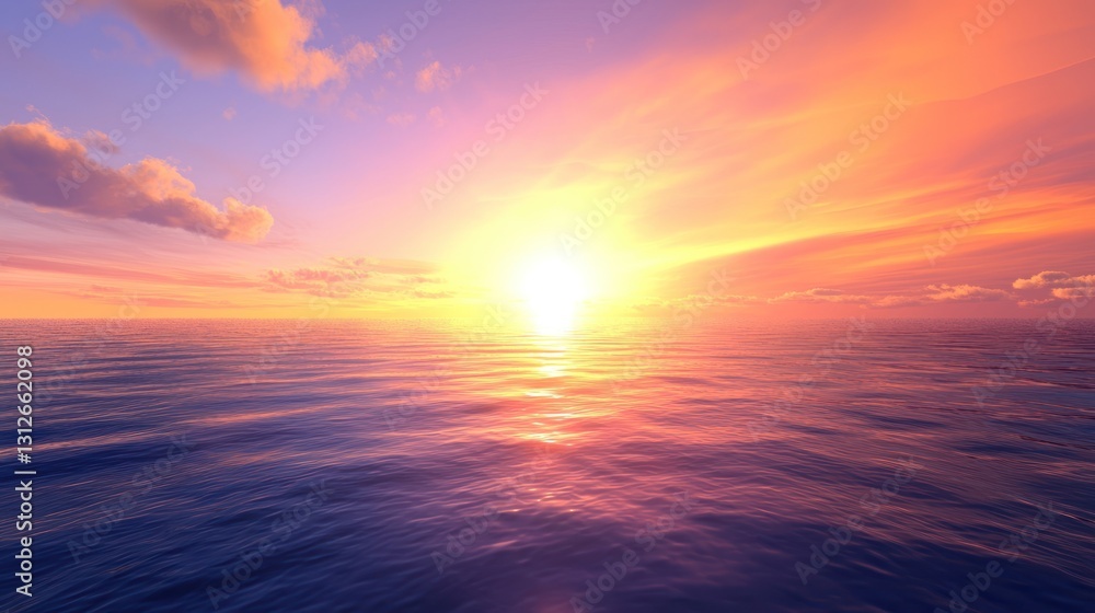 Serene Sunset over the Ocean: A breathtaking view of the sun dipping below the horizon, casting vibrant hues across the tranquil waters. Serene Sunset over the Ocean: A breathtaking view of the sun dipping below the horizon, casting vibrant hues across the tranquil waters.