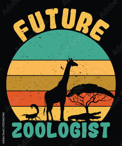 zoology wild t shirt design vector art illustration 
