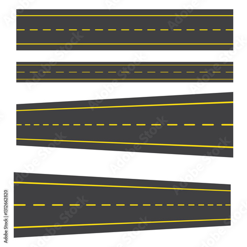 Road illustration. Path, asphalt, travel, highway, distance, track, car, trail, life, dust, movement, peolos. Vector icons for business and advertising