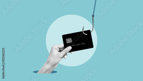 Obraz na płótnie Theft of money from a bank card symbolising hacking and card security and theft from bank account