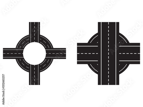 Road asphalt highway street seamless element. Asphalt Roads with Yellow and White Lines.