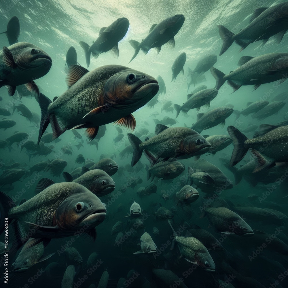 Naklejka premium The Ominous Gaze of Piranhas