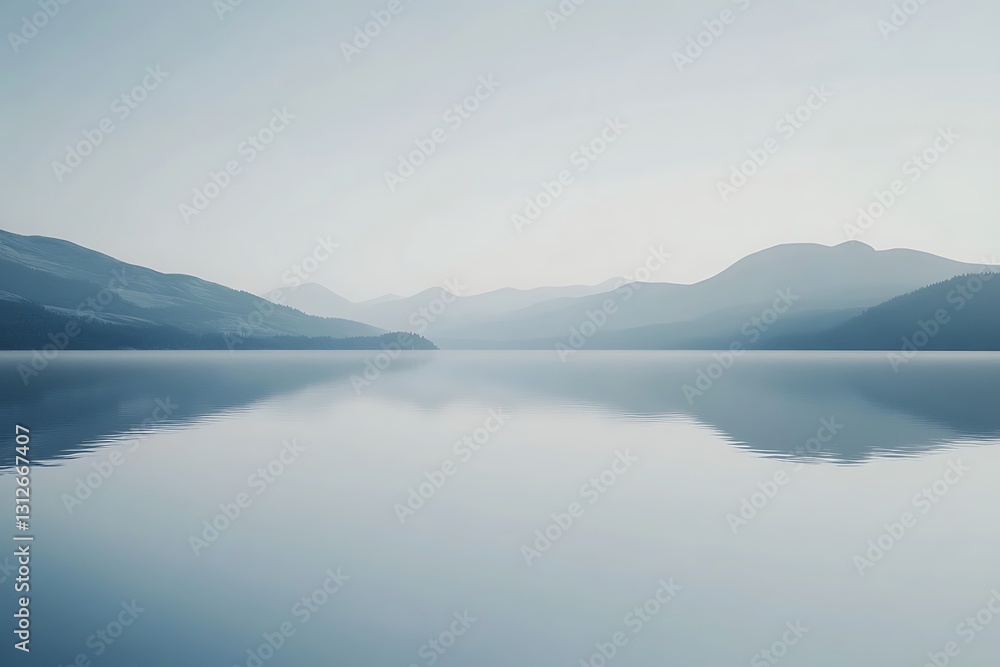 Serene Misty Mountain Lake Scenery Serene Misty Mountain Lake Scenery