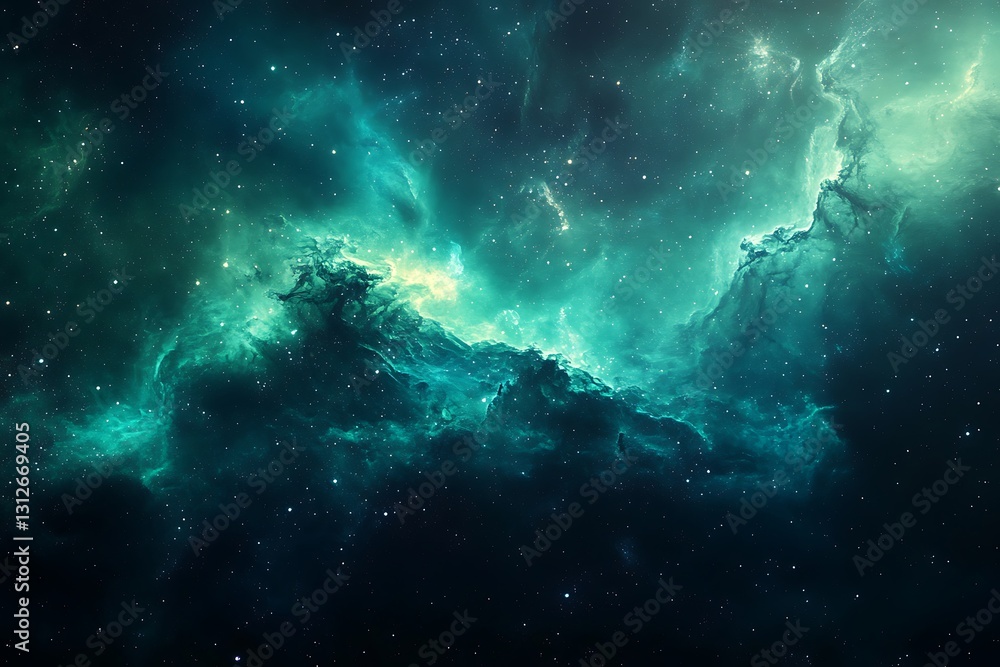 Fototapeta premium Stunning Turquoise Nebula in Deep Space
