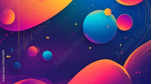 playful abstract background with floating circular patterns and bright neon colors, vibrant and energetic, artistic and futuristic