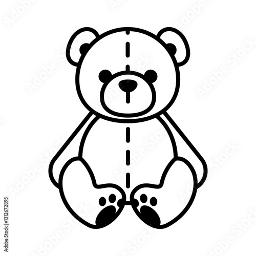 Teddy bear icon. Simple vector plushie bear toy illustration.