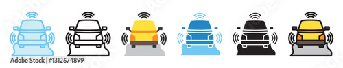 Self Driving multi style icon set. use for modern concept, print, UI, UX kit, web and app development. Vector EPS 10, related to artificial intelligence, technology theme.