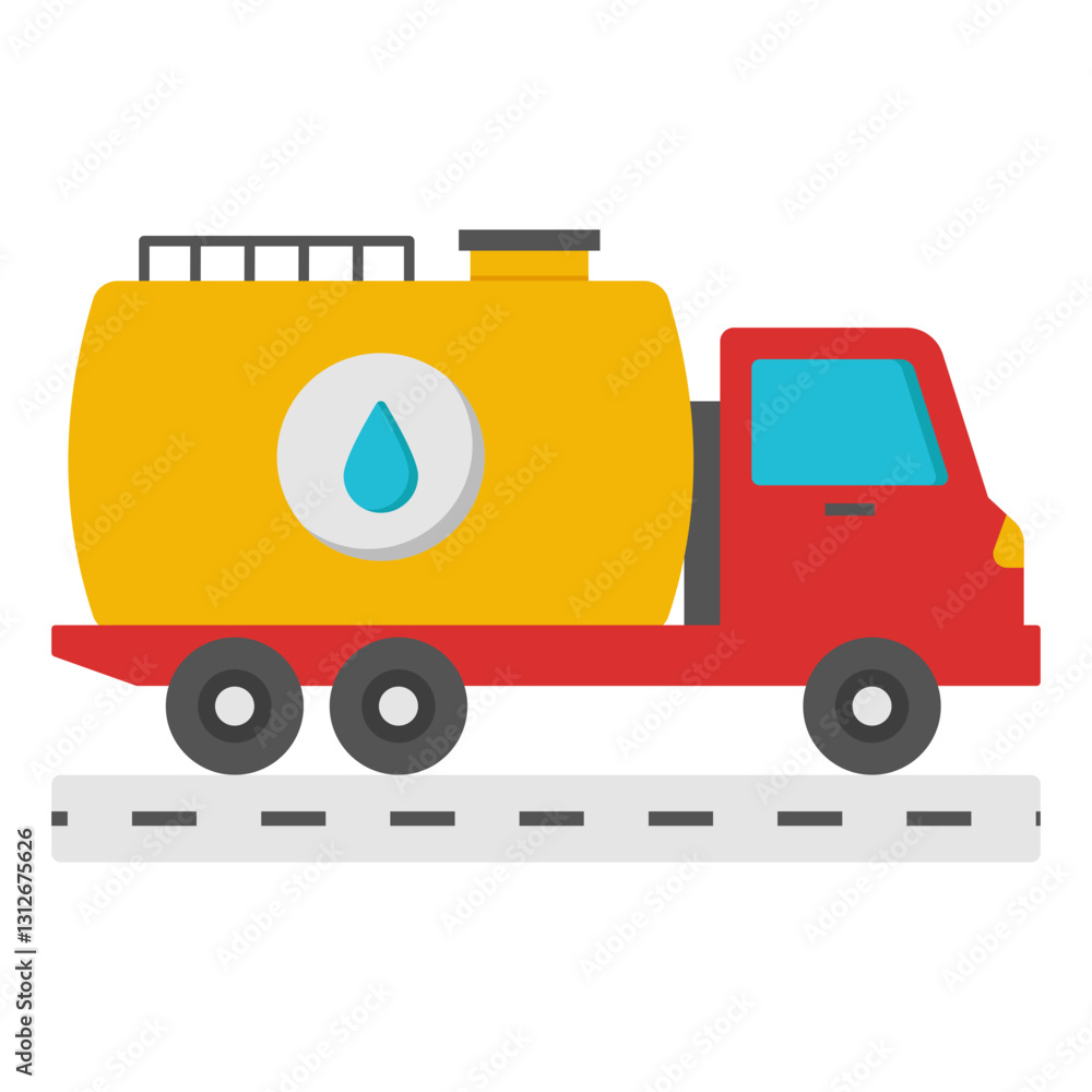 Conceptual flat design icon of fuel truck Conceptual flat design icon of fuel truck