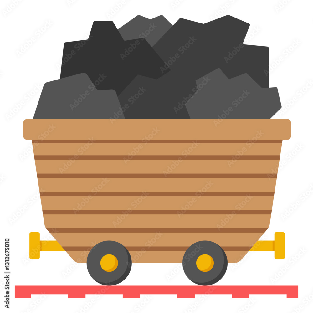Modern design icon of coal cart Modern design icon of coal cart
