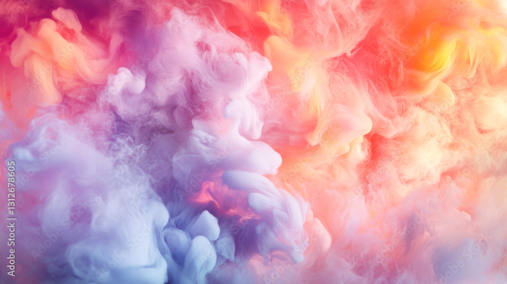 Fototapeta premium Colorful swirling abstract smoke: dreamy pastel clouds in motion