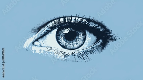 Image d'un œil sur fond bleu
