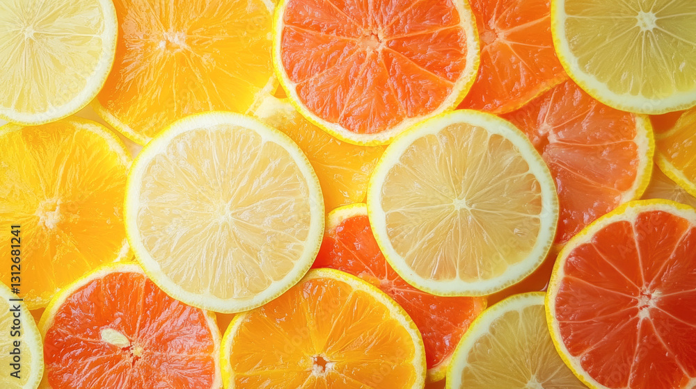 Assorted citrus slices: lemon, orange, grapefruit in vibrant colors Assorted citrus slices: lemon, orange, grapefruit in vibrant colors