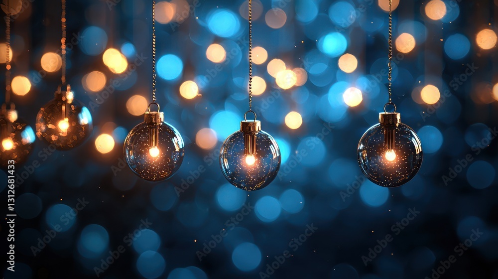 Christmas ornaments, bokeh, lights, dark background, decorative, celebration, holiday, glowing, use for greeting cards, website backgrounds Christmas ornaments, bokeh, lights, dark background, decorative, celebration, holiday, glowing, use for greeting cards, website backgrounds