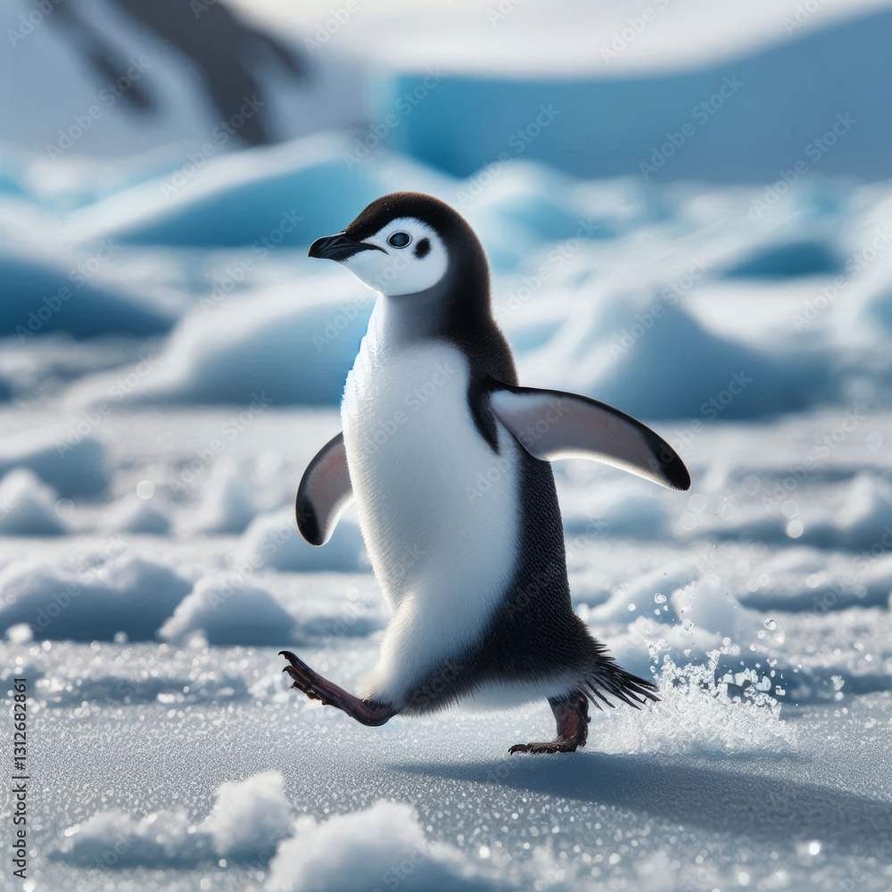 Fototapeta premium A Determined Penguin in Antarctica